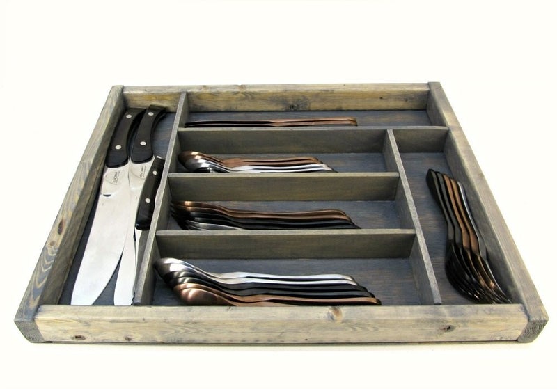 Knork Storage Tray/Flatware Organizer, large, Weathered Gray - Image 4